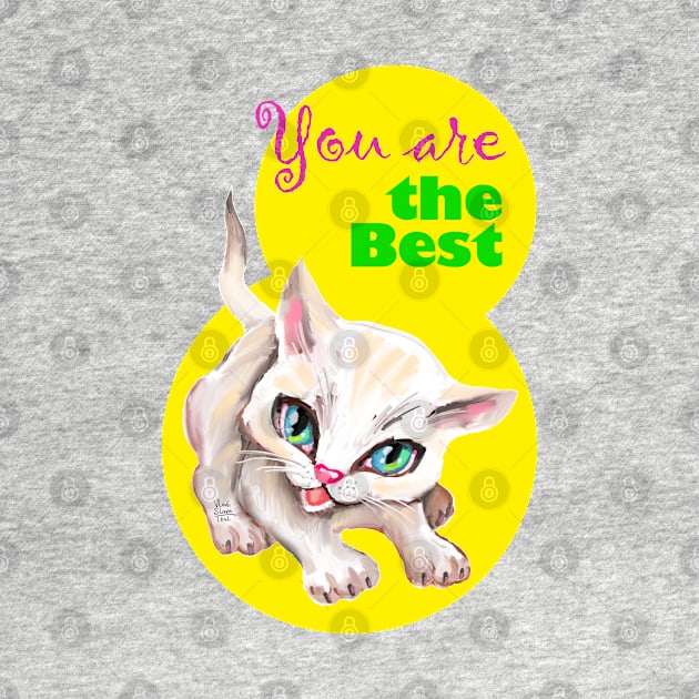 Sweet cute white kitten best friend. Love you cat. by Rukki Zukki Art